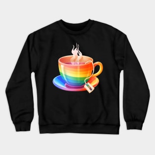 Proud LGBTQ gay pride tea drinker Rainbow Colored Tea Cup LGBTea Crewneck Sweatshirt